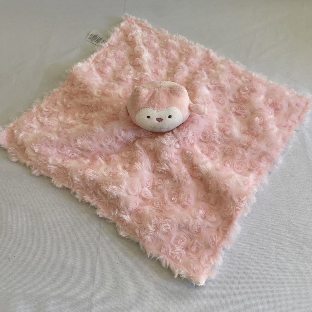 Carters Just‎ One Pink Minky White Polka Dot Owl Baby Security Blanket Lovey Euc